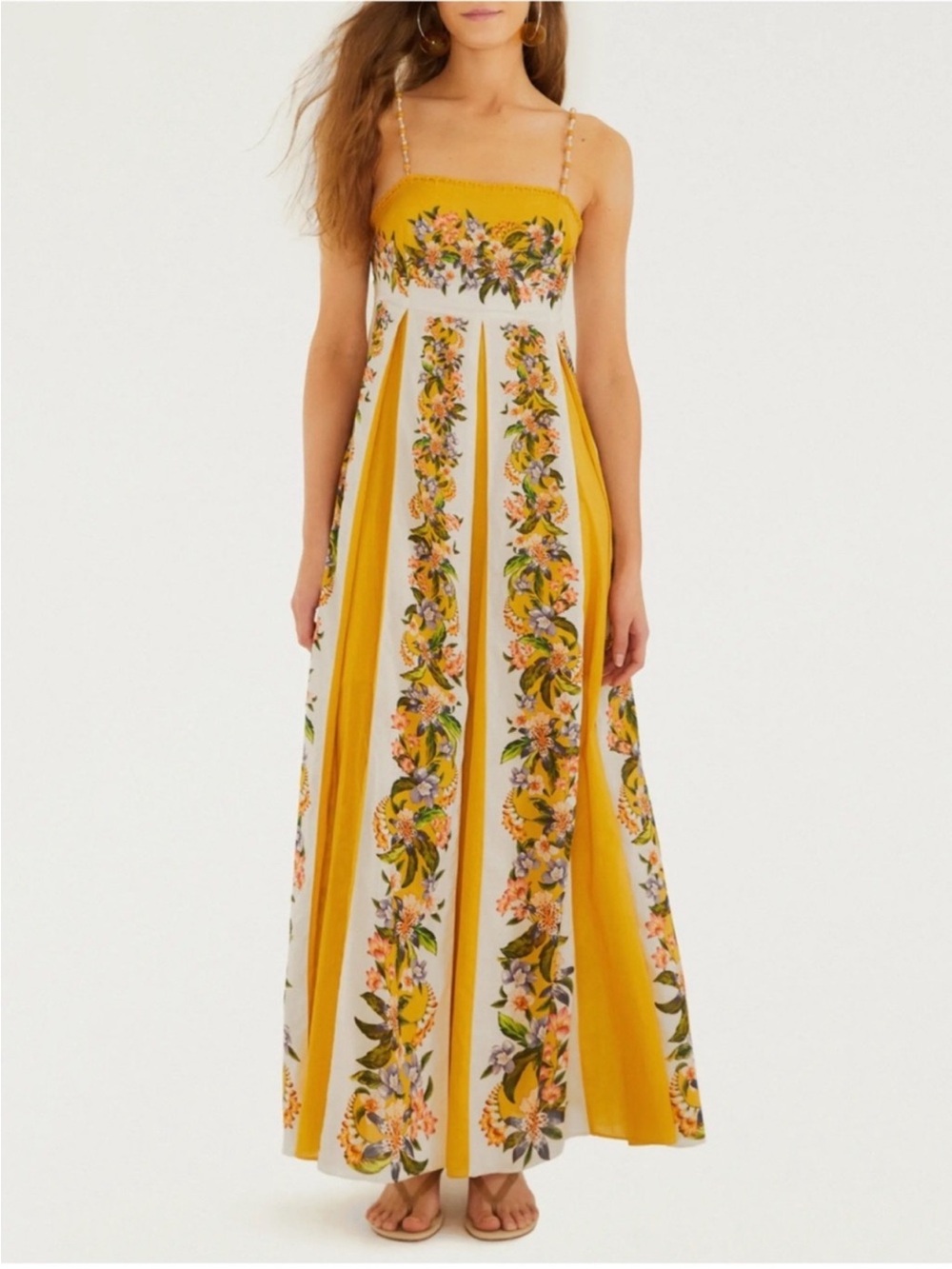 Farm Rio Sand Hilo Sleeveless A-Line Maxi Dress - Picture 2 of 7